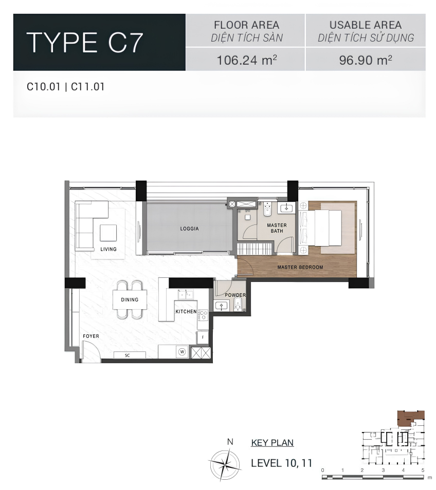 Mặt bằng căn hộ C7 dự án The Berkley Thảo Điền